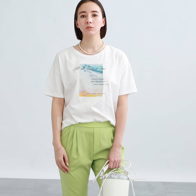 【洗える】カラーアートフォトTシャツ （ホワイト(001)）