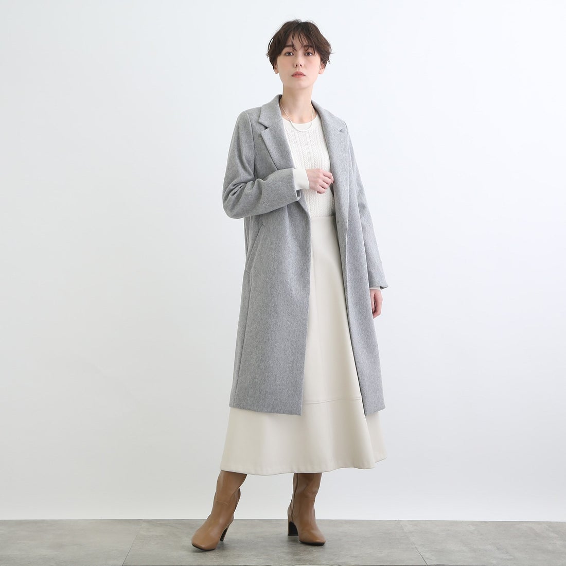インディヴィ INDIVI 【定番人気！/名品コート/日本製】ウール100