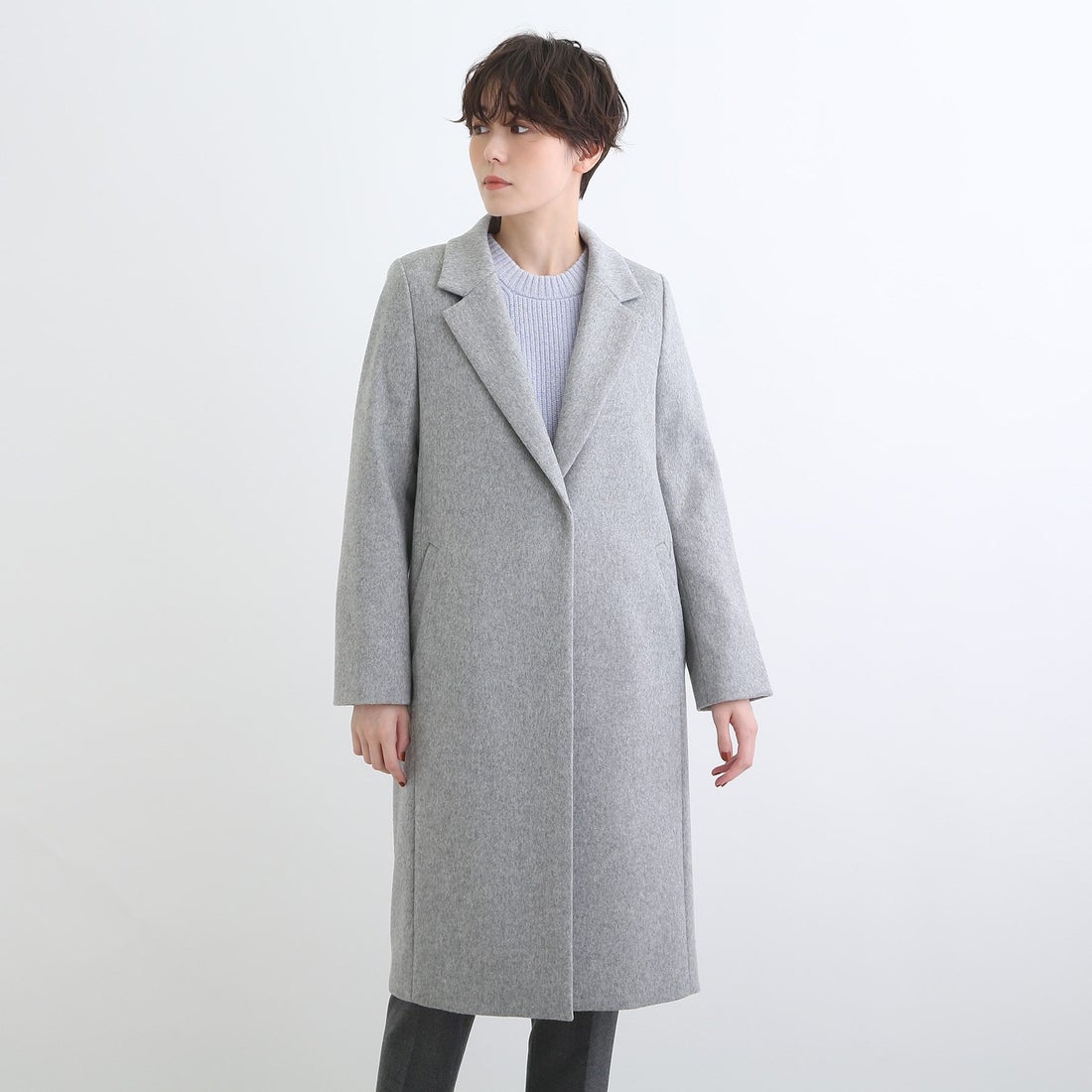 インディヴィ INDIVI 【定番人気！/名品コート/日本製】ウール100