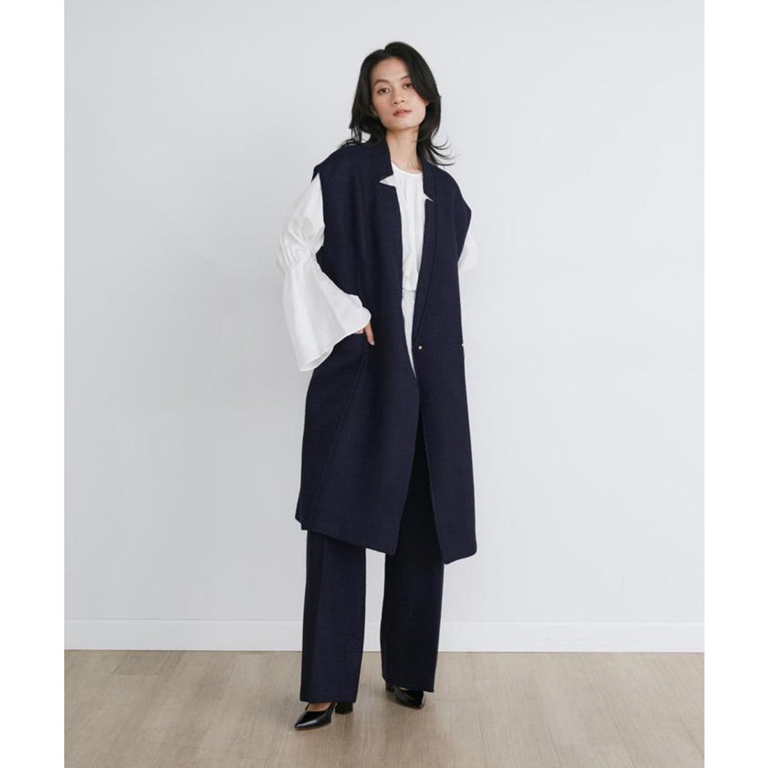 イネド INED 刻み襟ジレ《la veille by SUPERIOR CLOSET》 （ベージュ2 