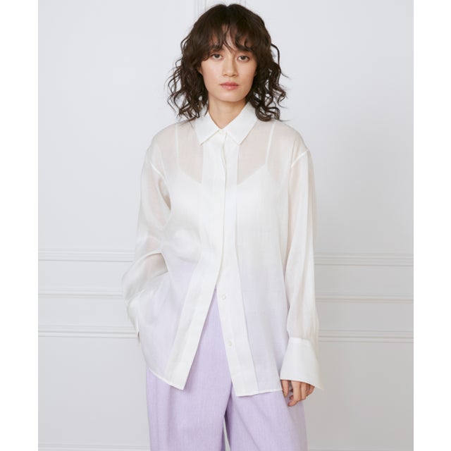 《大きいサイズ》オーガンジーシャツ《la veille by SUPERIOR CLOSET》 （オフホワイト1）
