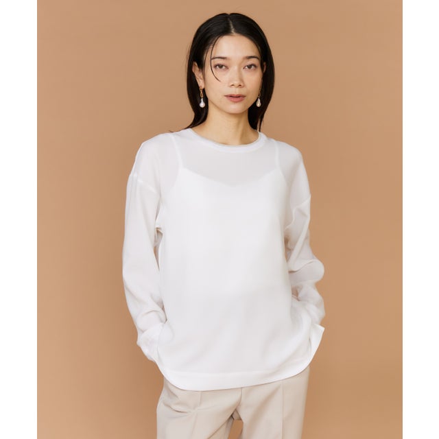 衿リブブラウスTシャツ （オフホワイト1）