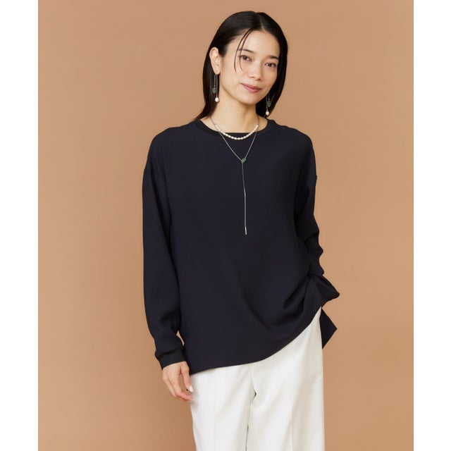 衿リブブラウスTシャツ （ネイビー）