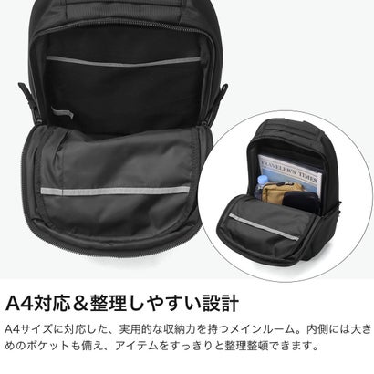 日本正規品 リュック メンズ レディース ブランド デイパック バックパック 軽量 軽い 撥水 PC収納 通勤 通学 ビジネス 旅行 セットアップ A4 14インチ Grid Backpack 18L （ブラック）｜詳細画像