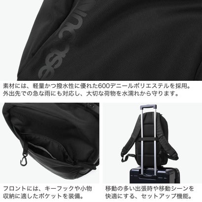 日本正規品 リュック メンズ レディース ブランド デイパック バックパック 軽量 軽い 撥水 PC収納 通勤 通学 ビジネス 旅行 セットアップ A4 14インチ Grid Backpack 18L （ブラック）｜詳細画像