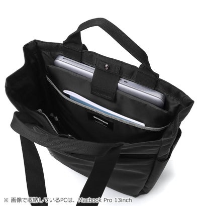 日本正規品 トートバッグ メンズ レディース ブランド 軽量 軽い 撥水 PC収納 手提げ 手持ち 肩掛け 縦型トート 通勤 ロゴ 大きめ おしゃれ Grid 2-Way Tote Bag 15L （ブラック）｜詳細画像