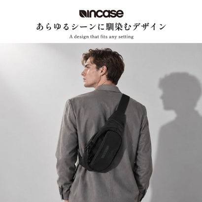 日本正規品 インケース ウエストバッグ メンズ レディース ブランド Incase 軽量 撥水 ボディバッグ ウエストポーチ 小さめ 斜めがけ ワンショルダー Grid Waist Bag 3.5L （ブラック）｜詳細画像