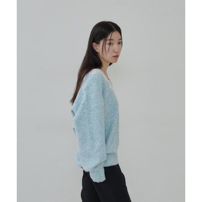 ギャレスト GALLEST レースドッキング深Vネックニット【洗える】 （サックスブルー(990)）｜詳細画像