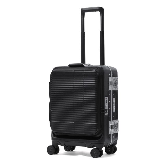 正規品2年保証 スーツケース 機内持ち込み フロントオープン キャリーケース TSAロック ロータリーロック ストッパー 静音 旅行 出張 40L Pilot Series Cabin IP-105 （ブラックインク）