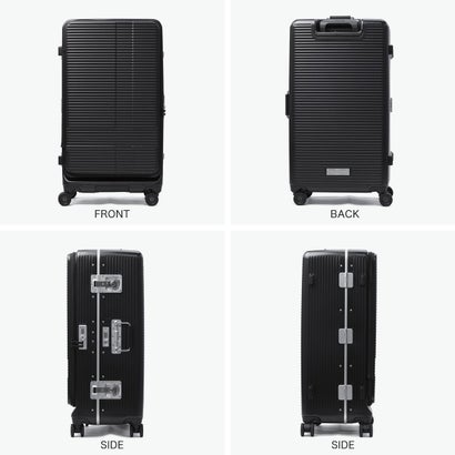 正規品2年保証 スーツケース フロントオープン Lサイズ キャリーケース TSAロック ロータリーロック ストッパー 静音 長期 旅行 出張 95L Pilot Series Large IP-108 （ブラックインク）｜詳細画像