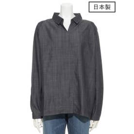 【日本製】シーアイランドオーガニックコットン100%ドルマンスリーブシャツ （ネイビー）
