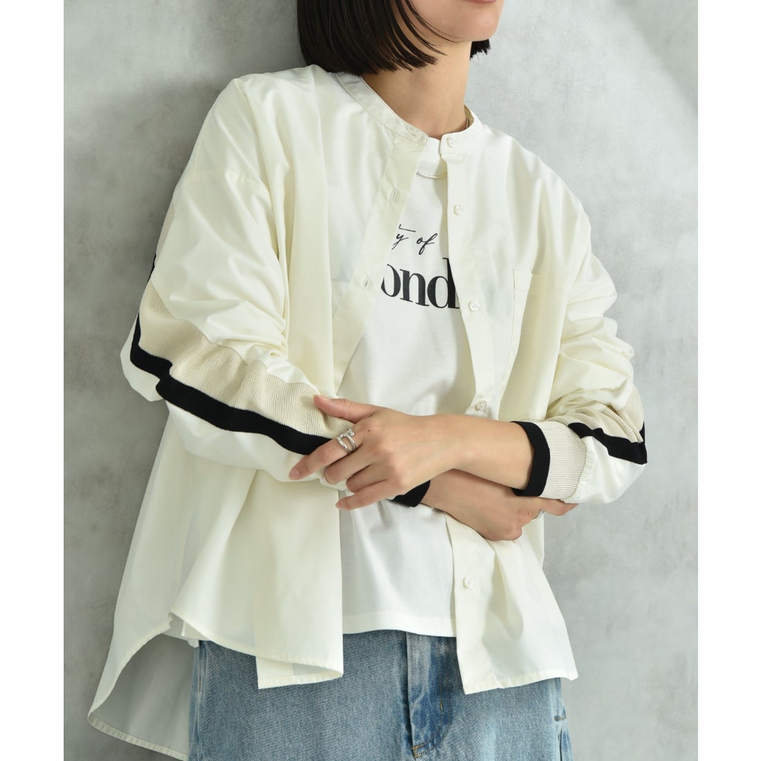 新品未使用】ZARA ヨーク切り替え入り ブラウス オフホワイト L 
