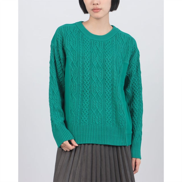 裏毛ニットドッキングプルオーバー （ブルー）