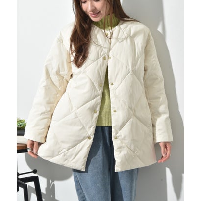 ピーチスキンノーカラーダウン （ブラウン）｜詳細画像