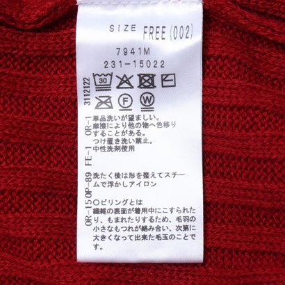 リブ肩ボタンハイネックシャツレイヤード風プルオーバー （レッド）｜詳細画像