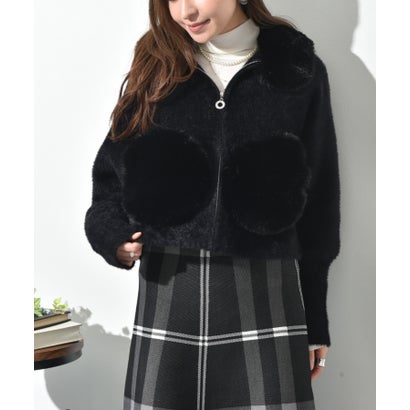 リュクスファーニットブルゾン （ブラック）｜詳細画像