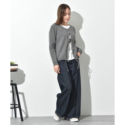 Wジップニットカーディガン （オフホワイト）｜詳細画像