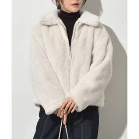 フェイクミンクファーショートブルゾン （グレージュ）