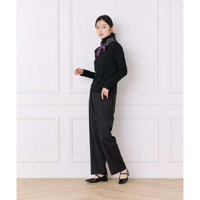シフォンサラサ柄スカーフ｜華やかサラサ柄で着こなしを彩るシフォンスカーフ （ブラック）｜詳細画像