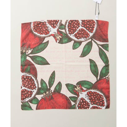 POMEGRANATE PRINTED SCARF｜気品あふれるザクロ柄で映える優美スカーフ （イエロー）｜詳細画像