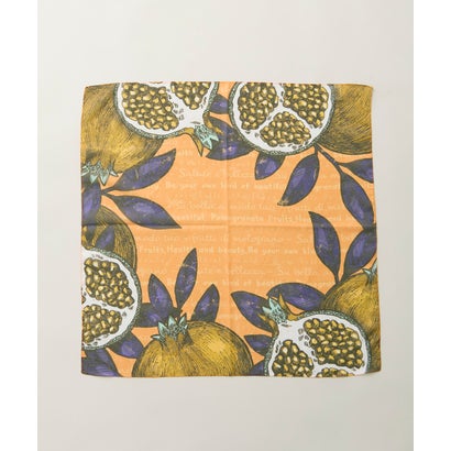 POMEGRANATE PRINTED SCARF｜気品あふれるザクロ柄で映える優美スカーフ （キャメル1）｜詳細画像