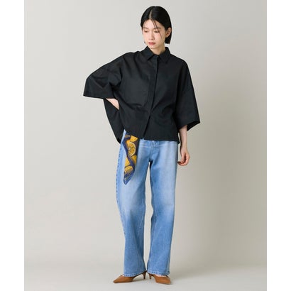 レモン柄 スカーフ｜鮮やかなレモン柄が日常を華やかに彩る大人のスカーフ （ネイビー）｜詳細画像