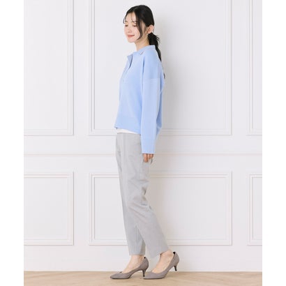 スキッパーポロニット｜ デコルテ美しく魅せる大人の上品ニット （グレー1）｜詳細画像