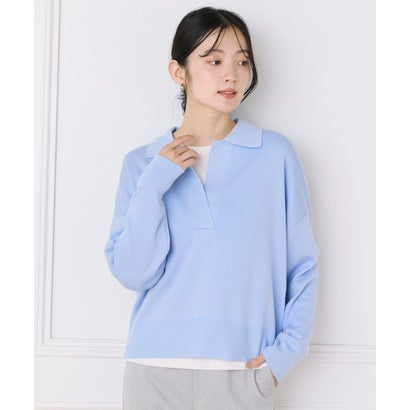スキッパーポロニット｜ デコルテ美しく魅せる大人の上品ニット （グレー1）｜詳細画像