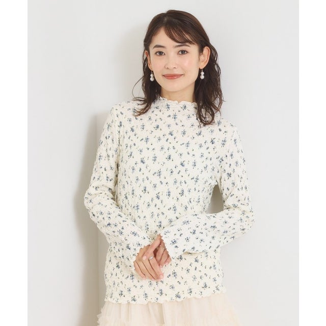 花柄シャーリングロンT （アイボリー(104)）