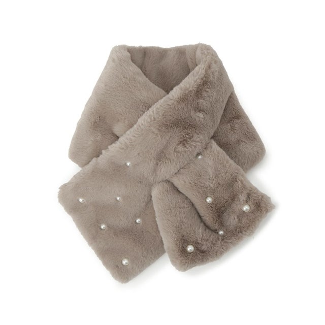 ランダムパール調フェイクファーティペット （ベージュ(052)）