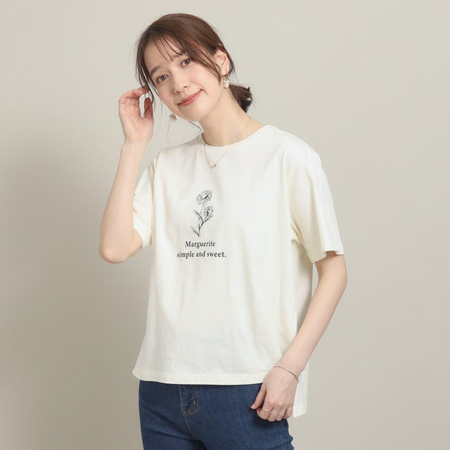 
                    【シルエットゆったり】マーガレットプリントTシャツ （アイボリー(004)）