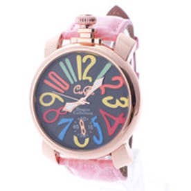 【専用ケース付き】トップリューズ式ビッグフェイス腕時計 マルチカラー47mm （D（ピンク/ブラック））