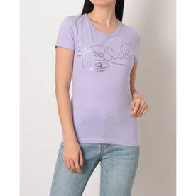 FREESOUL 英字 プリント半袖Tシャツ （パープル）