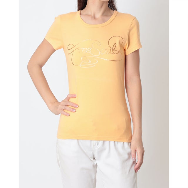 FREESOUL 英字 プリント半袖Tシャツ （オレンジ）