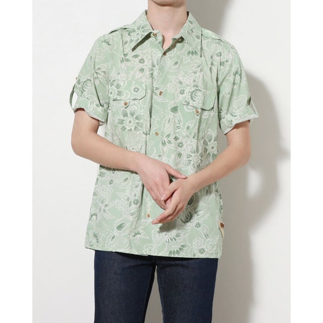 
                    FREESOUL フリーソウル イタリア製 インポートアロハシャツ メンズ 半袖 （グリーン）