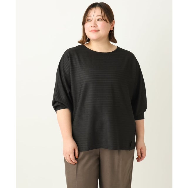 【WEB先行販売】【大きいサイズ】ぽこぽこカットソー （ブラック(94)）
