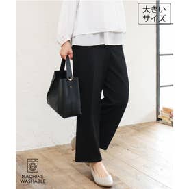 【大きいサイズ/11号サイズあり/洗える/セットアップ対応】カットジョーゼットセンタープレスパンツ （ブラック）