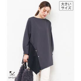 【大きいサイズ/UVカット】イレヘムデザインチュニック （ダークグレー）