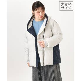 【大きいサイズ】エアリーナイロンショートダウンコート （ネイビー）