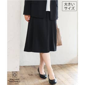 【大きいサイズ/11号サイズあり/洗える/セットアップ対応】カットジョーゼットセミフレアスカート （ブラック）