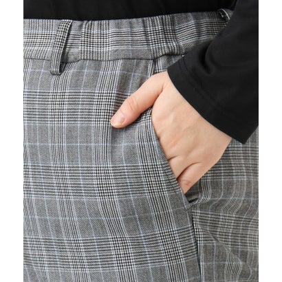 【大きいサイズ/ 裏起毛】センタープレスチェック柄ストレートパンツ （グレー）｜詳細画像
