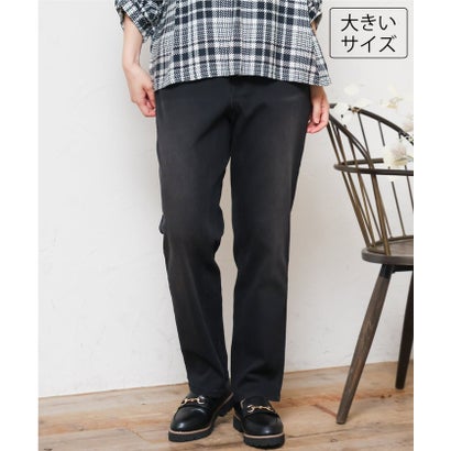 エウルキューブ eur3 【大きいサイズ/裏起毛】ゆるフィットデニム （ブラック）｜詳細画像