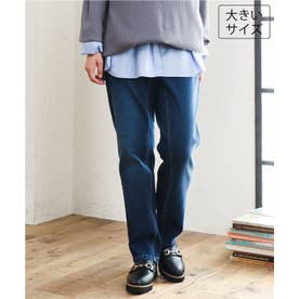 【大きいサイズ/裏起毛】ゆるフィットデニム （ネイビー）