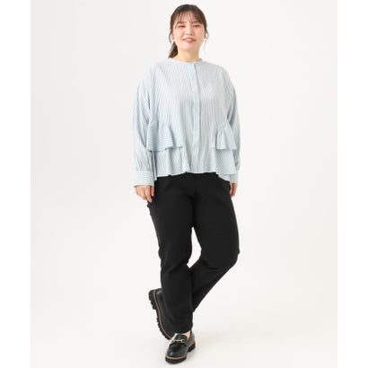 エウルキューブ eur3 【大きいサイズ】さらさらストレッチ裏起毛ストレートパンツ （ブラック）｜詳細画像
