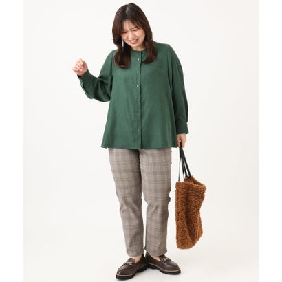 エウルキューブ eur3 【大きいサイズ】さらさらストレッチ裏起毛ストレートパンツ （ダークグレー）｜詳細画像