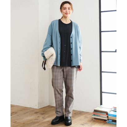 エウルキューブ eur3 【大きいサイズ】さらさらストレッチ裏起毛ストレートパンツ （ダークグレー）｜詳細画像