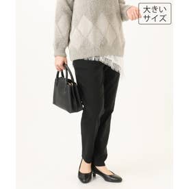 【シリーズ累計販売2万枚！/大きいサイズ】さらさらストレッチ裏起毛テーパードパンツ （ブラック）