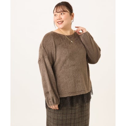 【WEB先行販売】【大きいサイズ】フラッフィーレースドッキングトップス （ライトグリーン）｜詳細画像