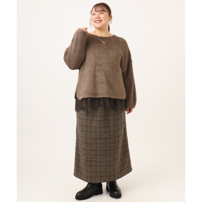 【WEB先行販売】【大きいサイズ】フラッフィーレースドッキングトップス （ライトグリーン）｜詳細画像