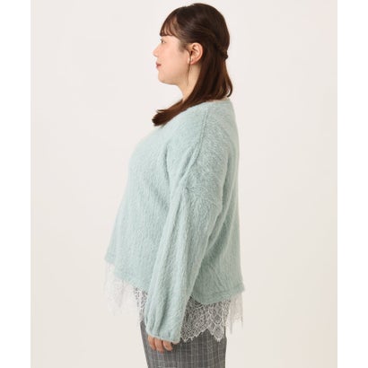 【WEB先行販売】【大きいサイズ】フラッフィーレースドッキングトップス （ライトグリーン）｜詳細画像